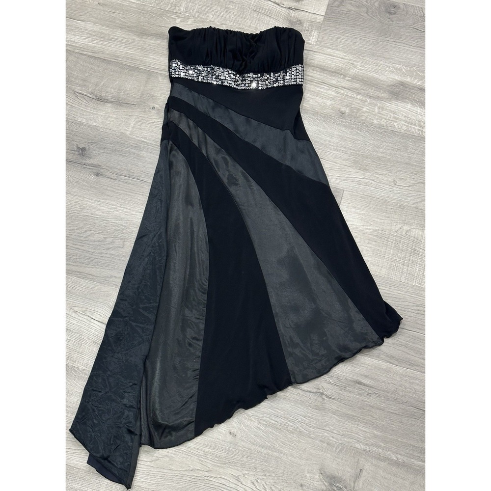 Y2K Teeze Me Strapless Asymmetrical Black Dress Juniors Whimsigoth No Size Tag